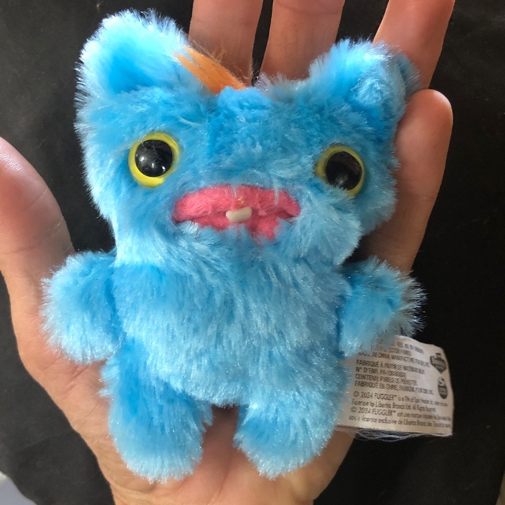 Fuggler Blue Fuzzy Monster Plush with Pink Mouth and Single Tooth